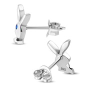 Playboy Blue Sapphire Swarovski Sterling Silver Stud Earrings